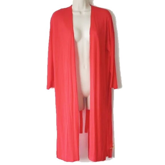Sandwich_ Viscose Long Cardigan Tie-Back M Melon Orange Cover-Up - Picture 1 of 8